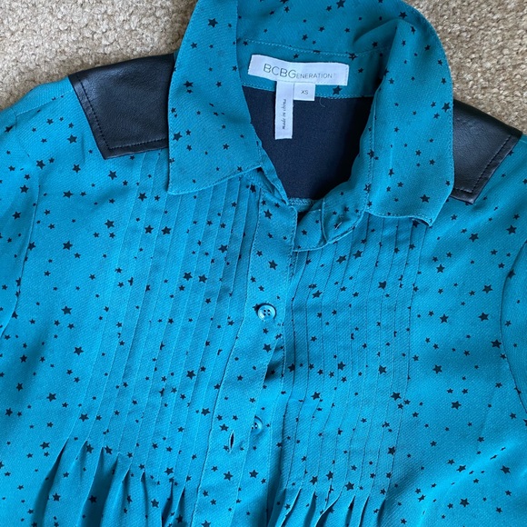 ★ BCBG STARS + LEATHER TOP - Picture 2 of 5